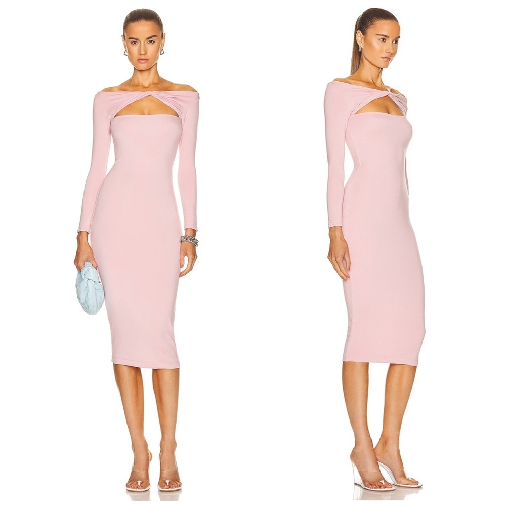 SER.O.YA Irene Cutout Midi Dress Pastel Pink / Medium / Retrofete Sister Brand